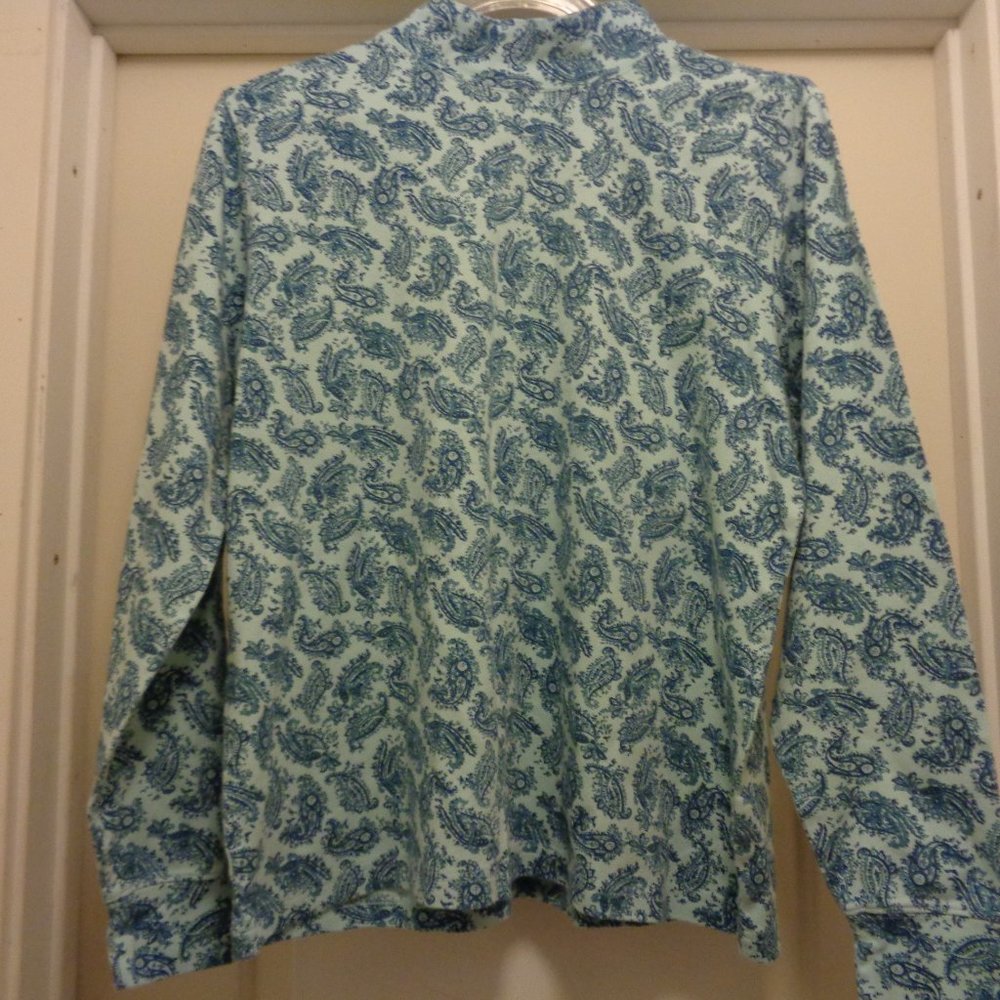 CABINCORE COTTAGECORE  LANDS END BLUES PAISLEYS COTTON TEE BLOUSE 14/16